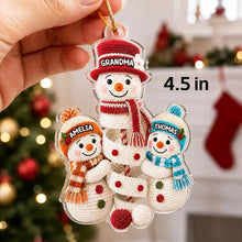 Load image into Gallery viewer, Personalized Acrylic Ornament Snowman Family Scene Gift for Grandma
