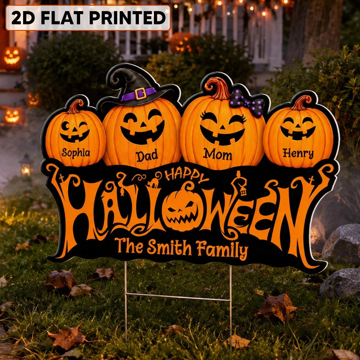 Personalized Halloween Yard Sign Smiling Jack-O-Lantern Family Gift