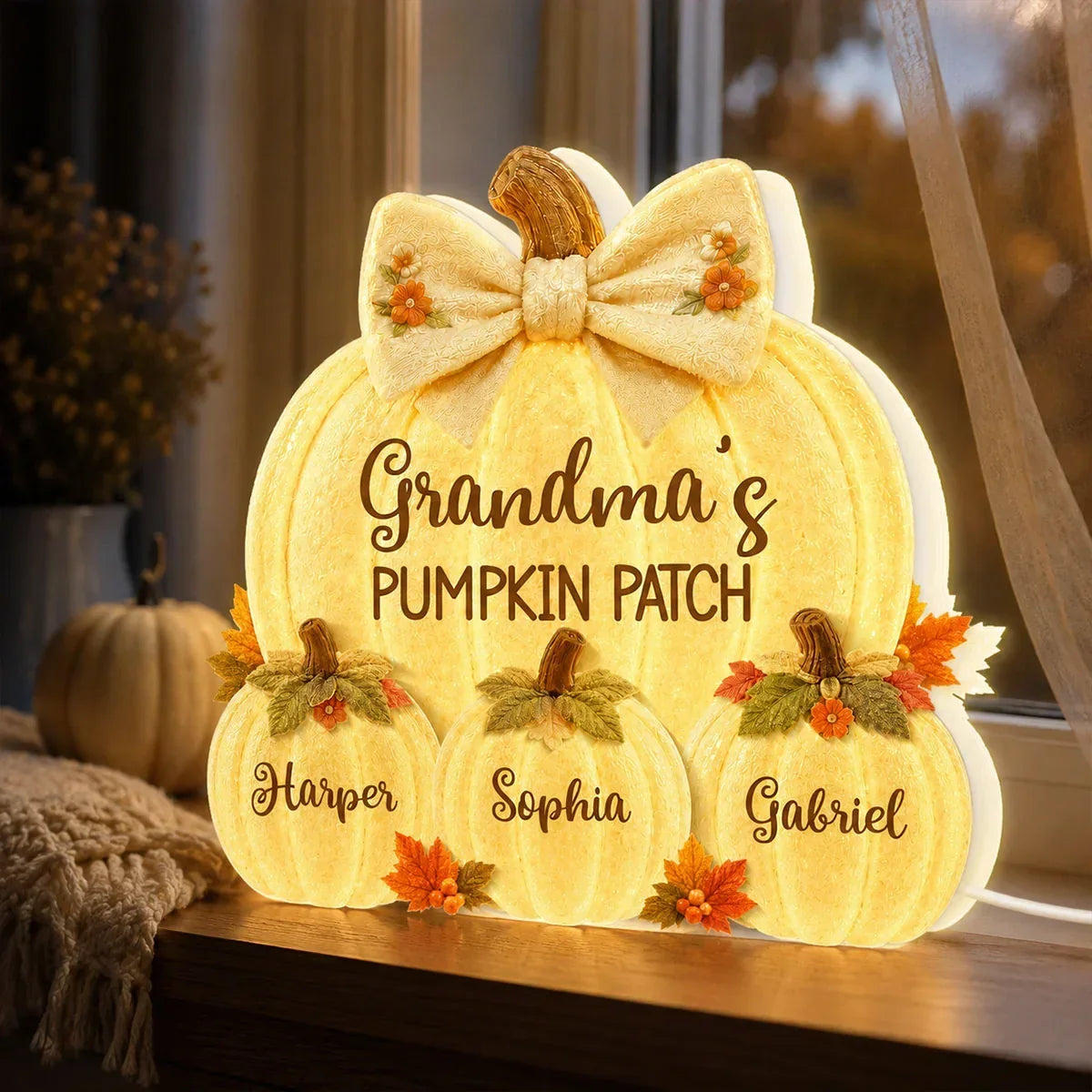 Personalized Acrylic Light Box Gift for Grandma Autumn Keepsake