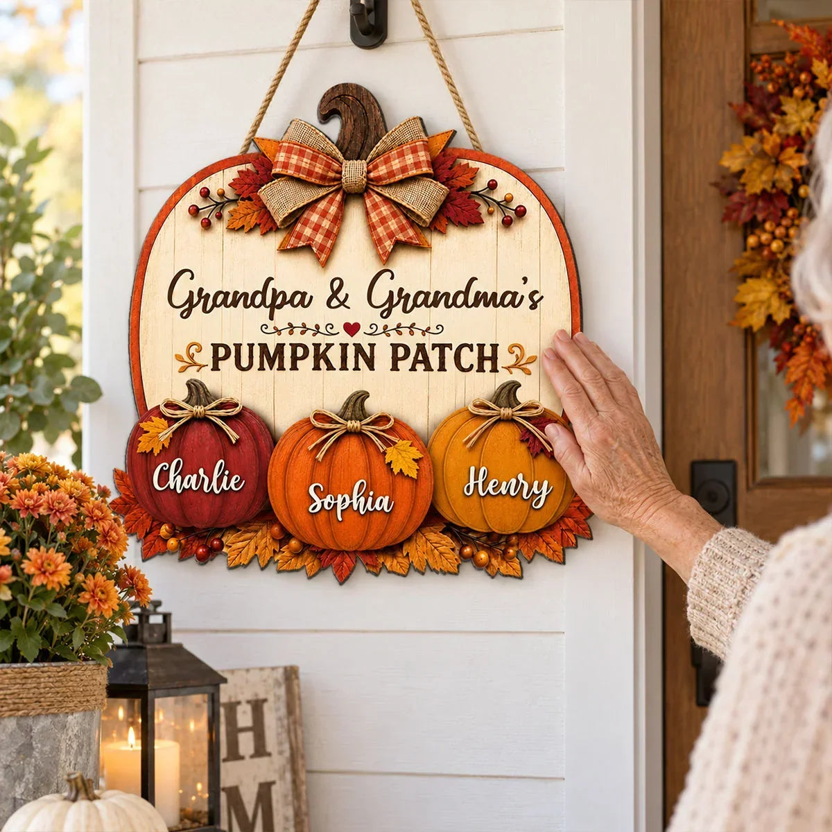 Personalized Wooden Sign for Grandma & Grandpa, Fall Decor Gift