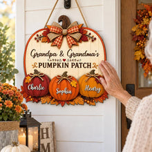 Load image into Gallery viewer, Personalized Wooden Sign for Grandma &amp; Grandpa, Fall Decor Gift
