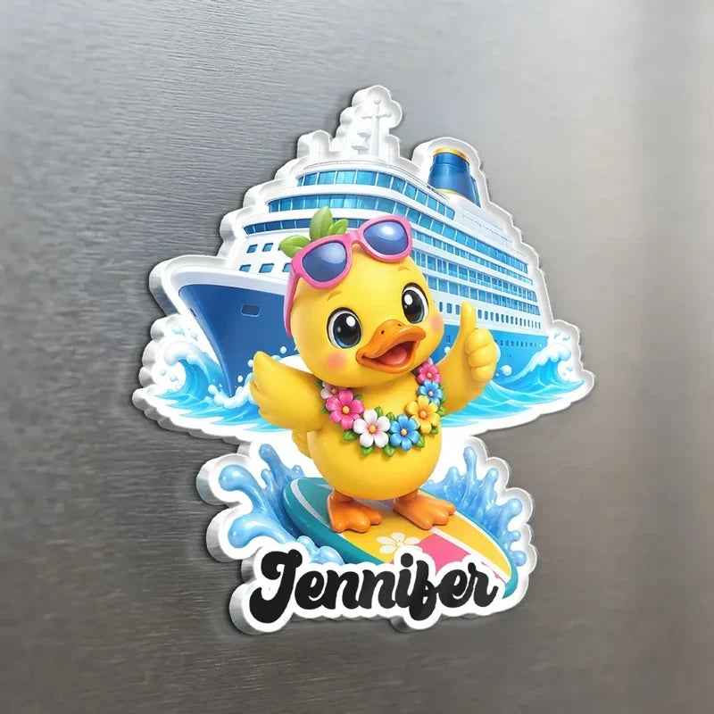 Personalized Acrylic Magnet Colorful Cruise Duck Gift for Family