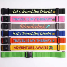 Load image into Gallery viewer, Personalized Luggage Strap Adventure Awaits Custom Gift for Travelers
