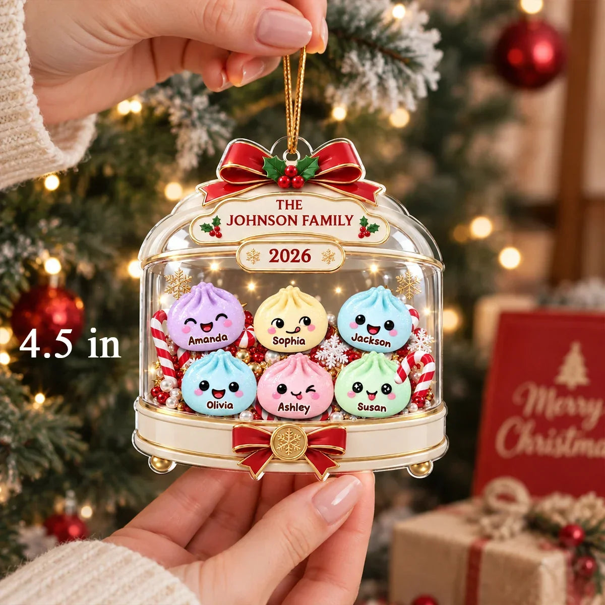 Personalized Dumpling Family Acrylic Ornament Custom Gift for Christmas