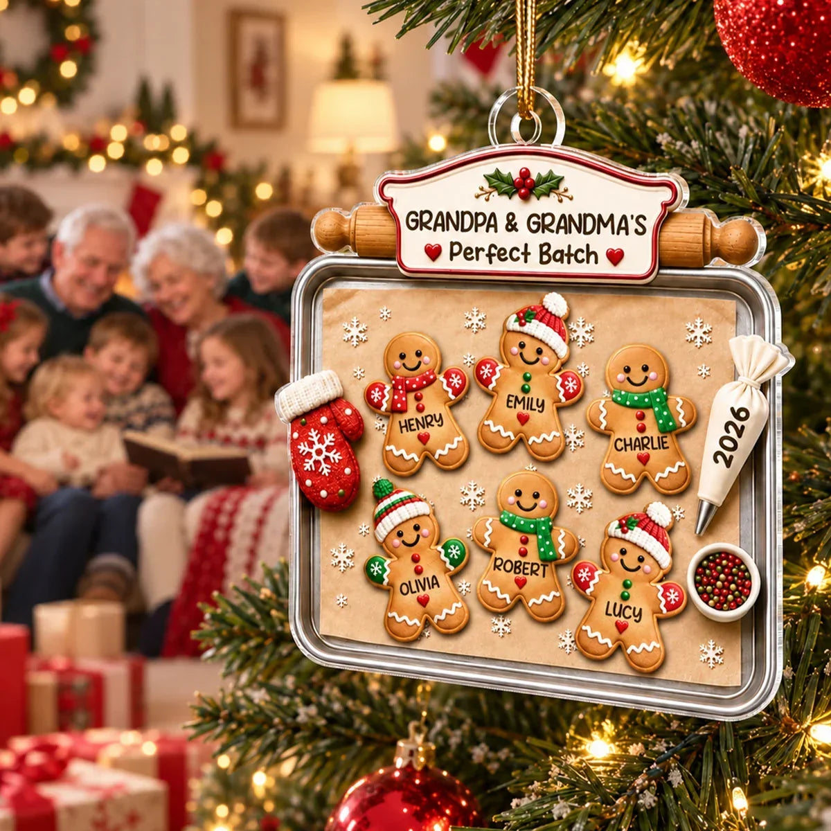 Personalized Gingerbread Family Ornament Unique Christmas Gift for Grandparents