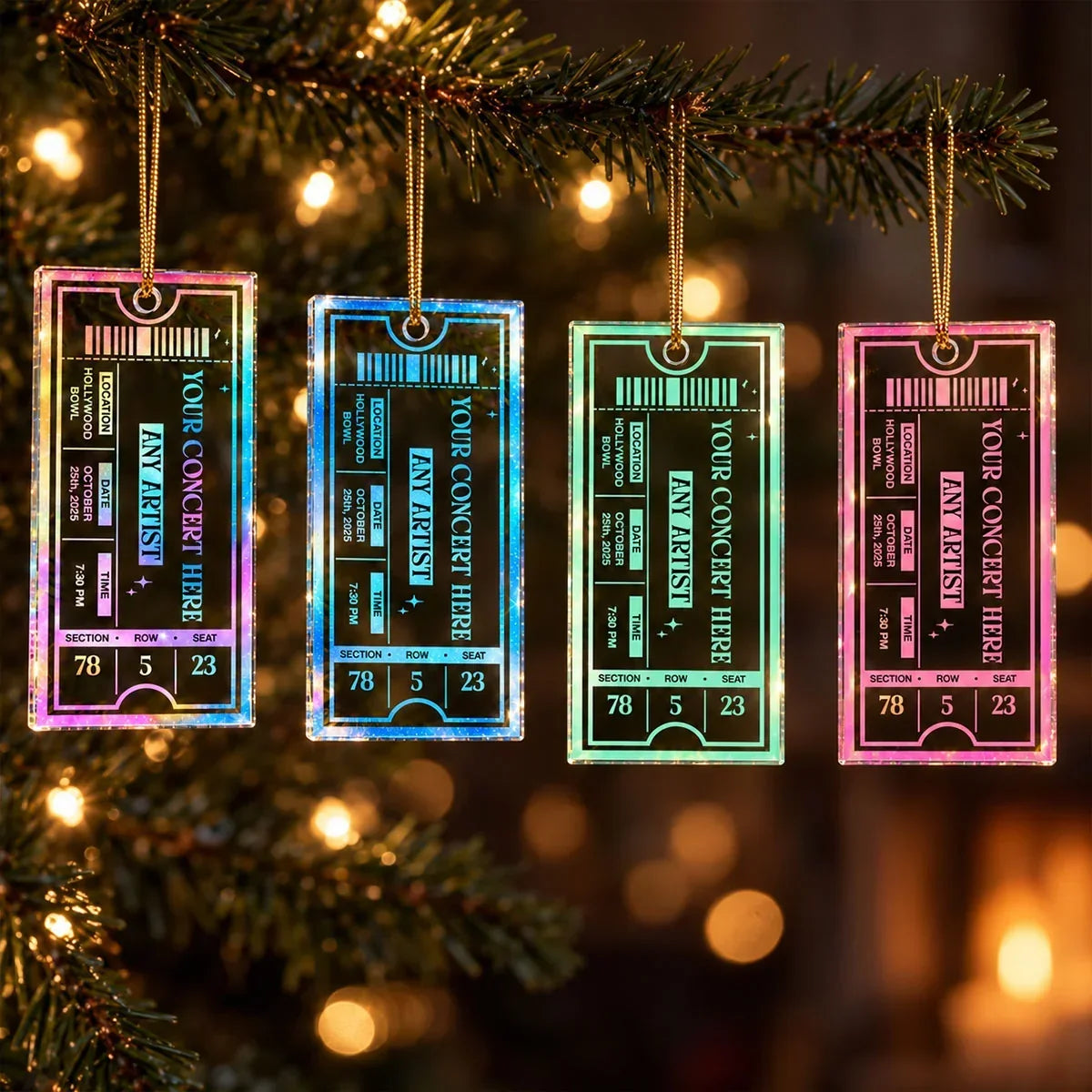 Personalized Concert Ticket Ornament Custom Gift for Music Fans