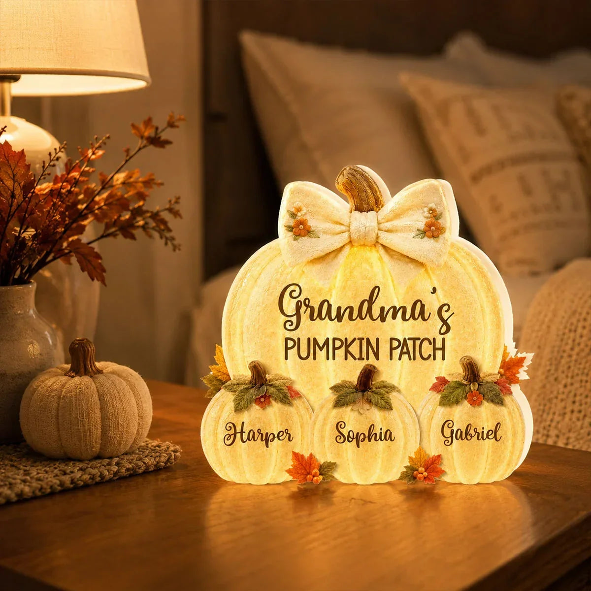 Personalized Acrylic Light Box Gift for Grandma Autumn Keepsake