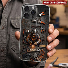 Load image into Gallery viewer, Personalized Clear TPU Phone Case Custom Welder Design Gift for Him
