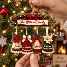 Load image into Gallery viewer, Personalized Family Christmas Ornament Custom Bells Red Green
