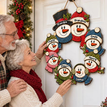Load image into Gallery viewer, Personalized Rustic Wooden Snowman Sign Gift for Grandparents
