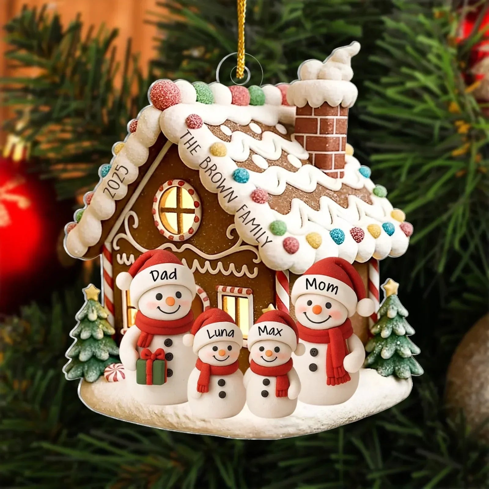 Personalized Acrylic Snowman Family Ornament Unique Christmas Gift for Family