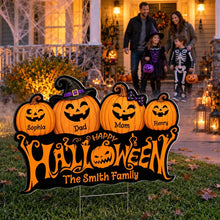 Load image into Gallery viewer, Personalized Halloween Yard Sign Smiling Jack-O-Lantern Family Gift
