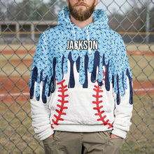 Load image into Gallery viewer, Personalized Youth Flannel Hoodie Custom Baseball Drip Art Gift
