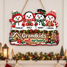 Load image into Gallery viewer, Personalized Wooden Snowman Sign Gift for Grandparents
