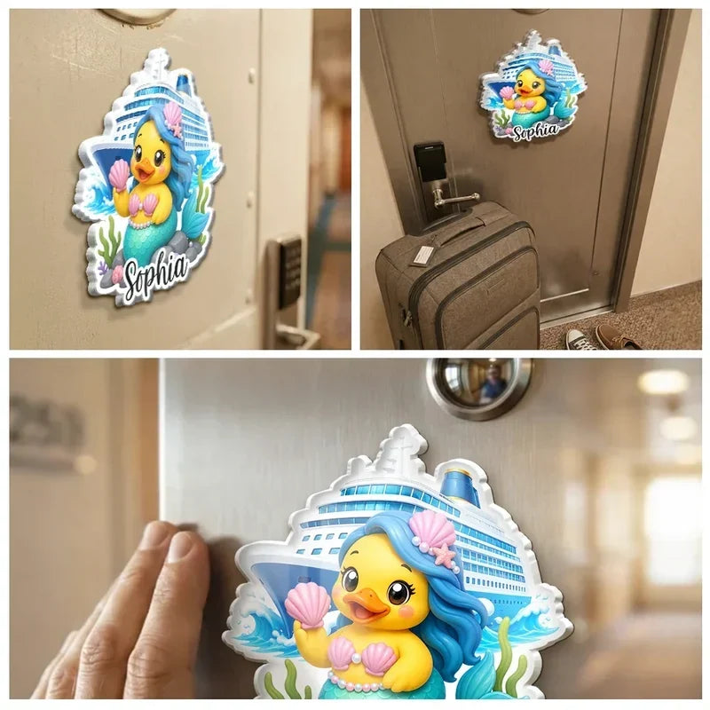 Personalized Acrylic Magnet Colorful Cruise Duck Gift for Family