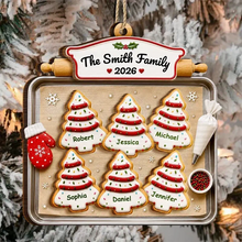 Load image into Gallery viewer, Personalized Wooden Family Tree Ornament Red Green Gift

