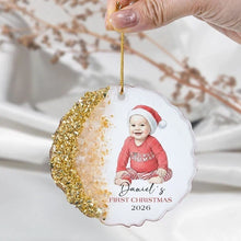 Load image into Gallery viewer, Personalized Baby Watercolor Portrait Ornament for New Parents Christmas Gift

