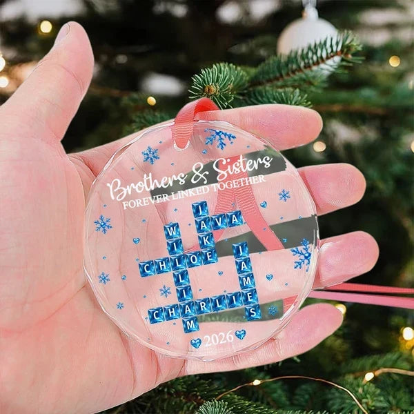 Personalized Crystal Snowflake Ornament for Siblings Christmas Gift