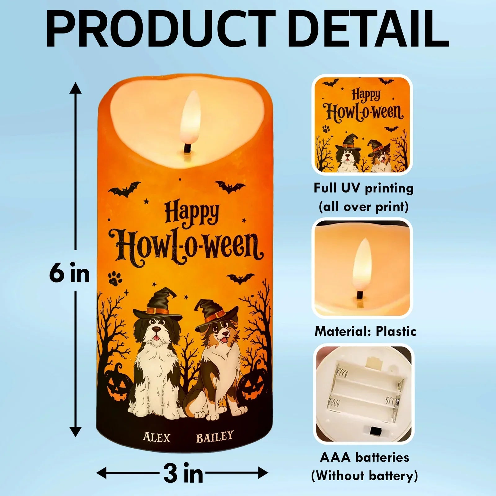 Personalized Flameless LED Candle Happy Howl-o-ween Gift for Dog Lover