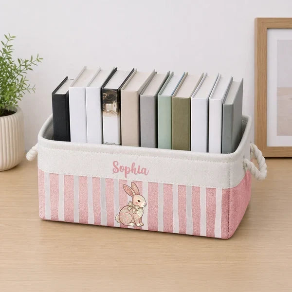Personalized Cotton Linen Rope Basket Cute Animal Nursery Organizer Gift for New Parents