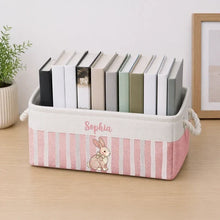 Load image into Gallery viewer, Personalized Cotton Linen Rope Basket Cute Animal Nursery Organizer Gift for New Parents
