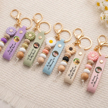 Load image into Gallery viewer, Personalized PU Leather Daisy Keychain In Loving Memory Gift for Family
