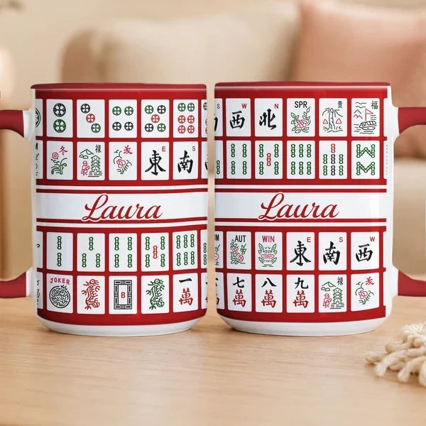 Personalized Two-Tone Mug with Mahjong Tiles Gift for Friends