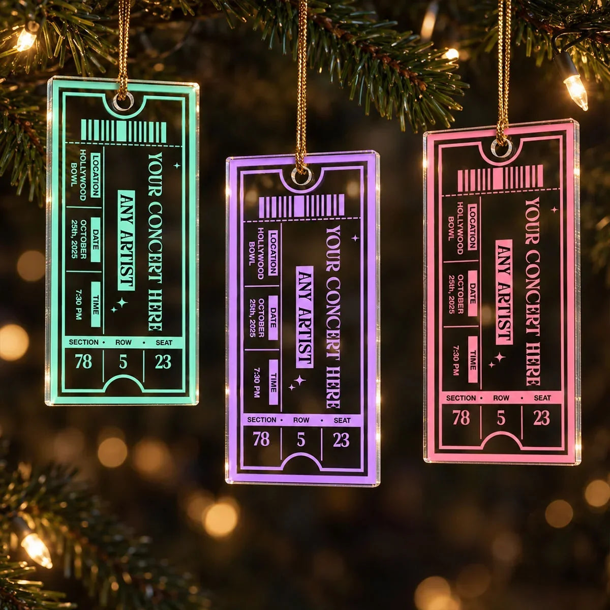 Personalized Concert Ticket Ornament Custom Gift for Music Fans