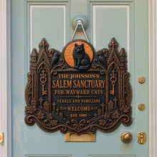 Load image into Gallery viewer, Personalized Haunted House Wooden Sign for Cat Lovers Gift
