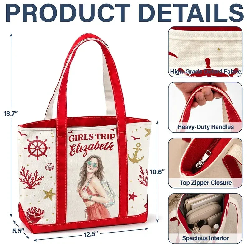 Personalized Oxford Cloth Tote Bag Custom Sunhat Gift for Women