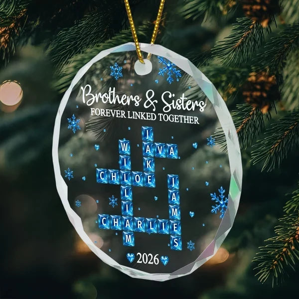 Personalized Crystal Snowflake Ornament for Siblings Christmas Gift
