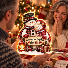 Load image into Gallery viewer, Personalized Acrylic Light Box Hugging Snowman Gift for Couple
