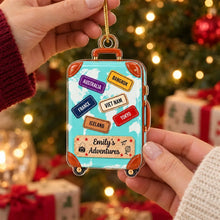 Load image into Gallery viewer, Personalized Turquoise Suitcase Ornament Travel Gift for Adventurers
