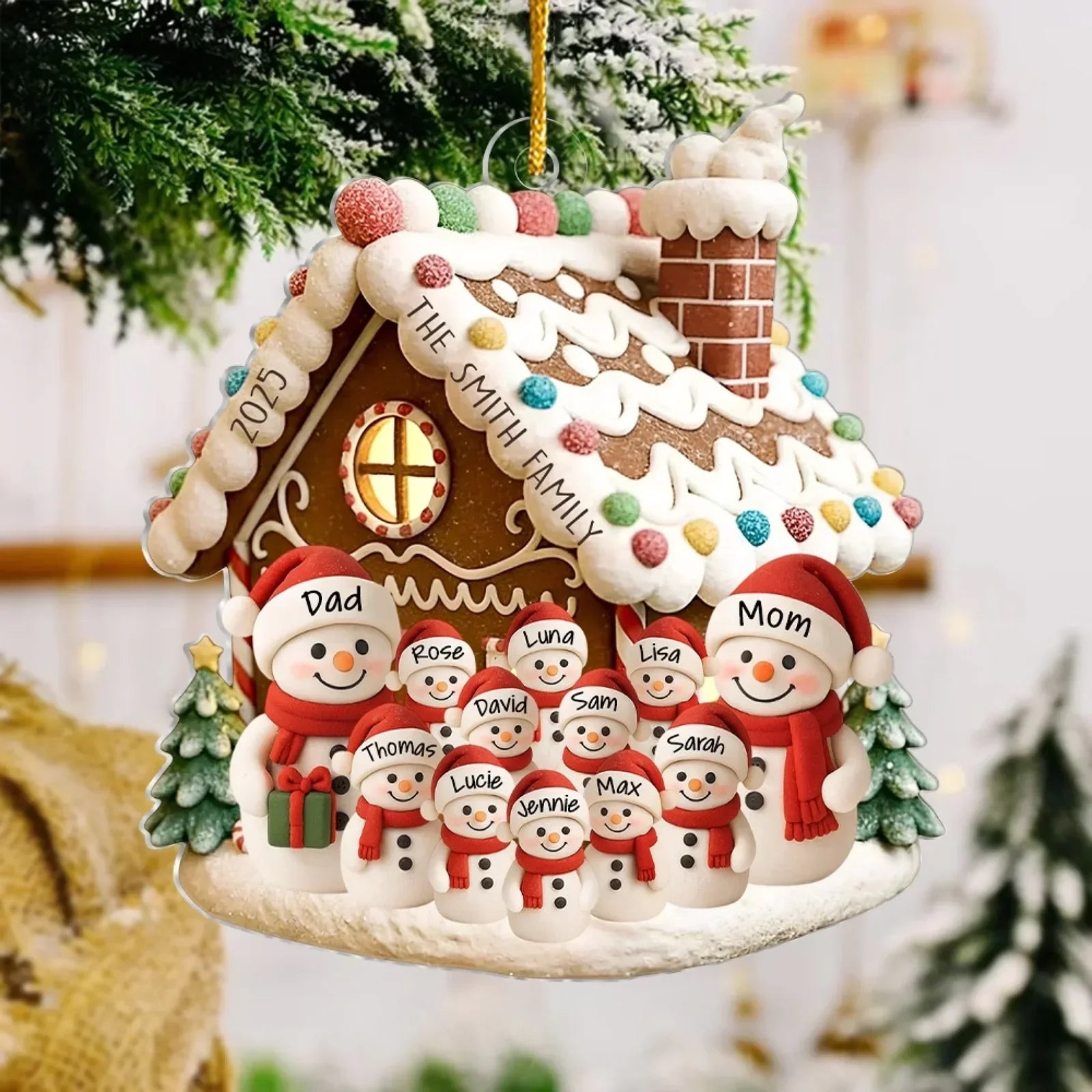 Personalized Acrylic Snowman Family Ornament Unique Christmas Gift for Family