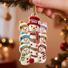 Load image into Gallery viewer, Personalized Acrylic Ornament Snowman Family Scene Gift for Grandma
