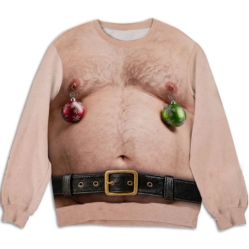 Personalized Christmas Sweatshirt with Torso Illusion Gift for Him
