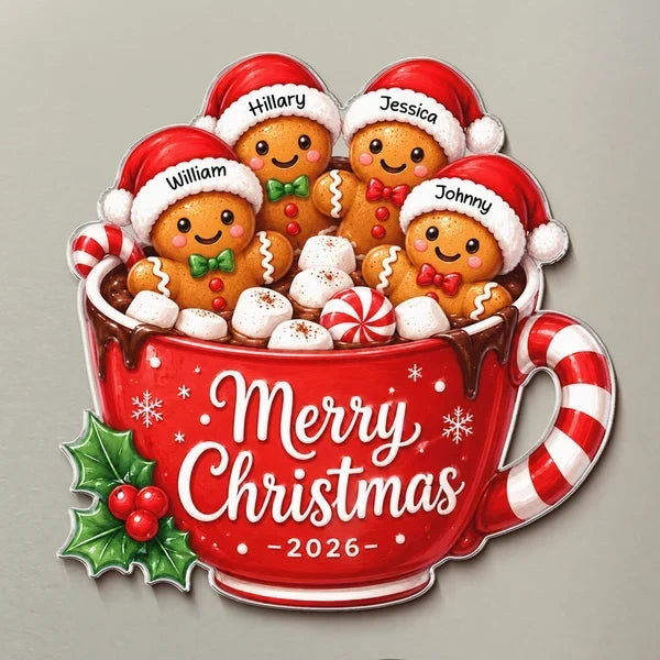 Personalized Gingerbread Family Acrylic Magnet Unique Gift for Christmas