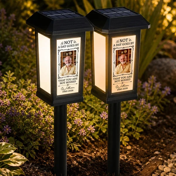 Personalized Solar Garden Stake Light Custom Photo Memorial Gift for Family