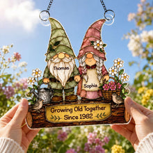 Load image into Gallery viewer, Personalized Acrylic Suncatcher Ornament Gnome Couple Gift for Anniversary
