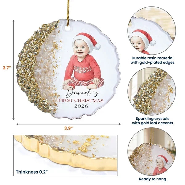 Personalized Baby Watercolor Portrait Ornament for New Parents Christmas Gift