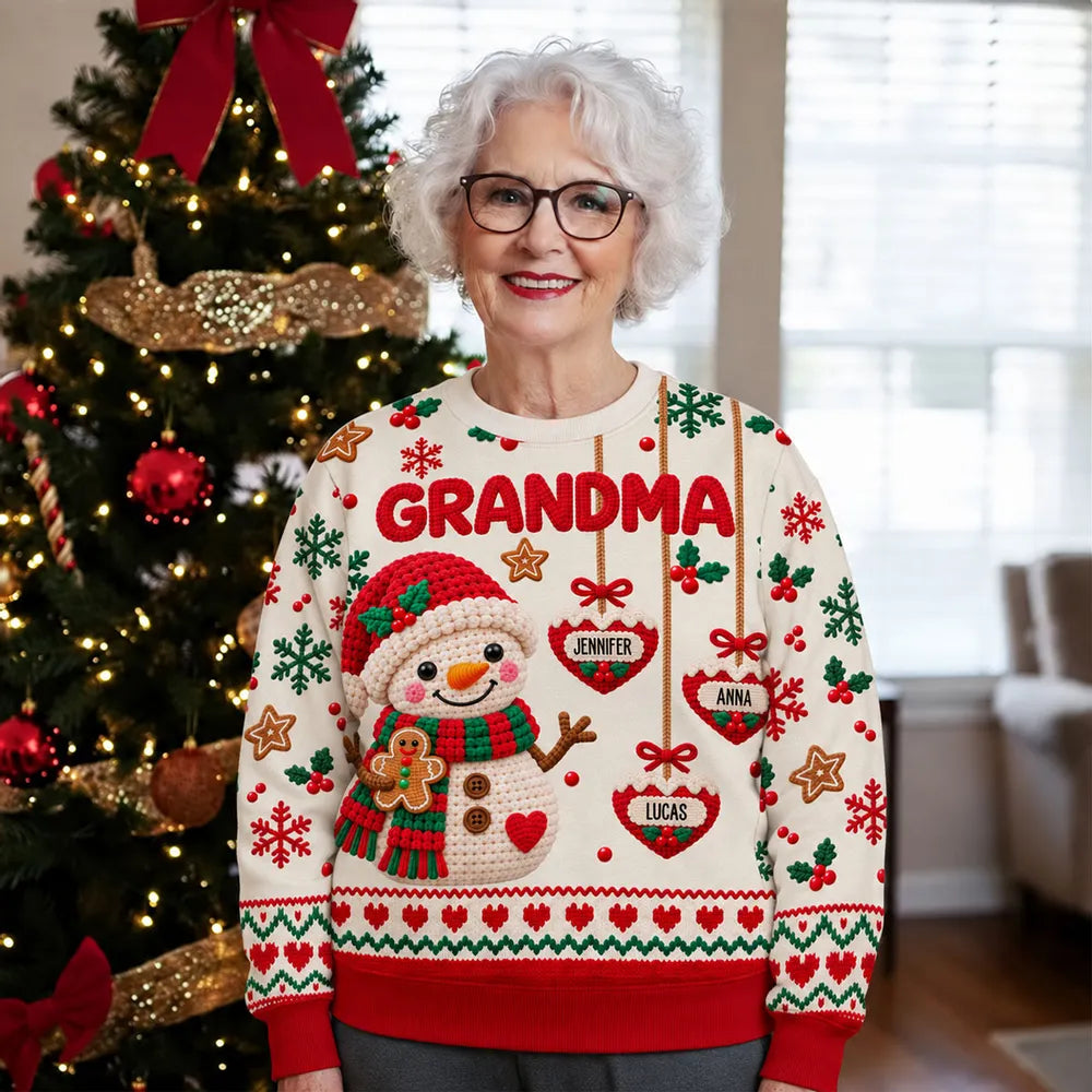 Personalized Sweatshirt with Snowman & Gingerbread for Grandma - Unique Christmas Gift