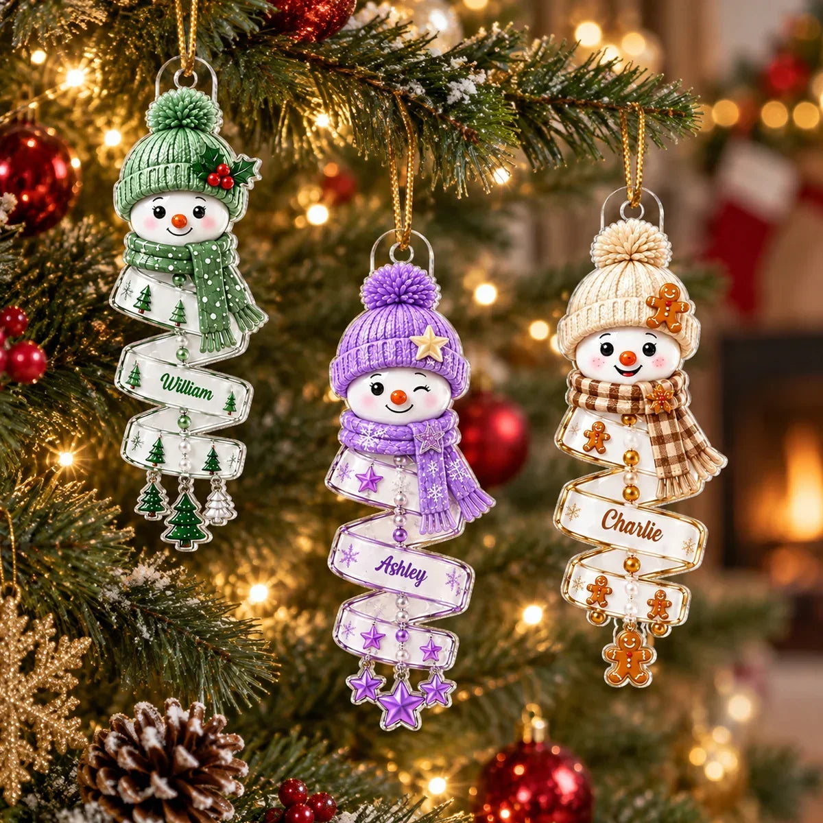 Personalized Acrylic Snowman Ornament Creative Gift for Grandchildren