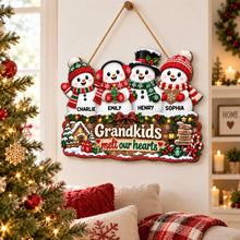 Load image into Gallery viewer, Personalized Wooden Snowman Sign Gift for Grandparents
