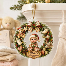 Load image into Gallery viewer, Personalized Acrylic Christmas Ornament Cute Baby Wreath Gift for New Parents
