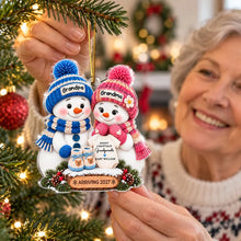 Load image into Gallery viewer, Personalized Acrylic Ornament Cute Snowman Gift for Grandma &amp; Grandpa
