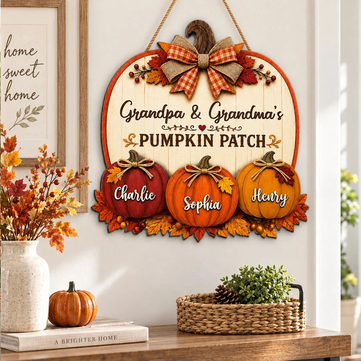 Personalized Wooden Sign for Grandma & Grandpa, Fall Decor Gift