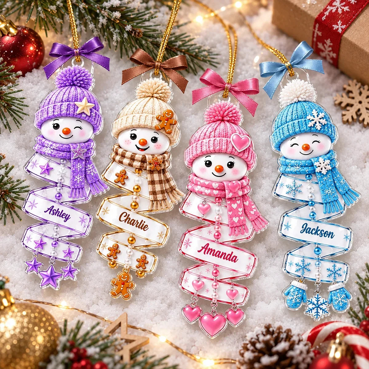 Personalized Acrylic Snowman Ornament Creative Gift for Grandchildren