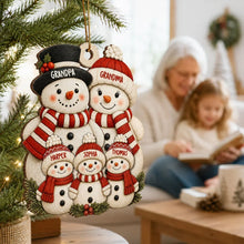 Load image into Gallery viewer, Personalized Wooden Snowman Ornament for Grandparents Family Gift
