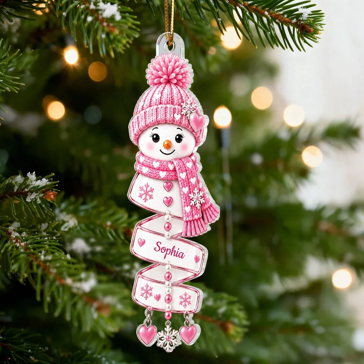 Personalized Acrylic Christmas Ornament Snowman Gift for Family