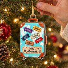 Load image into Gallery viewer, Personalized Turquoise Suitcase Ornament Travel Gift for Adventurers

